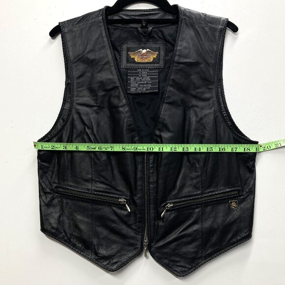 Harley Davidson Black Leather Biker Vest, Women's Large, Embroidered Logo, NEW - Picture 9 of 12